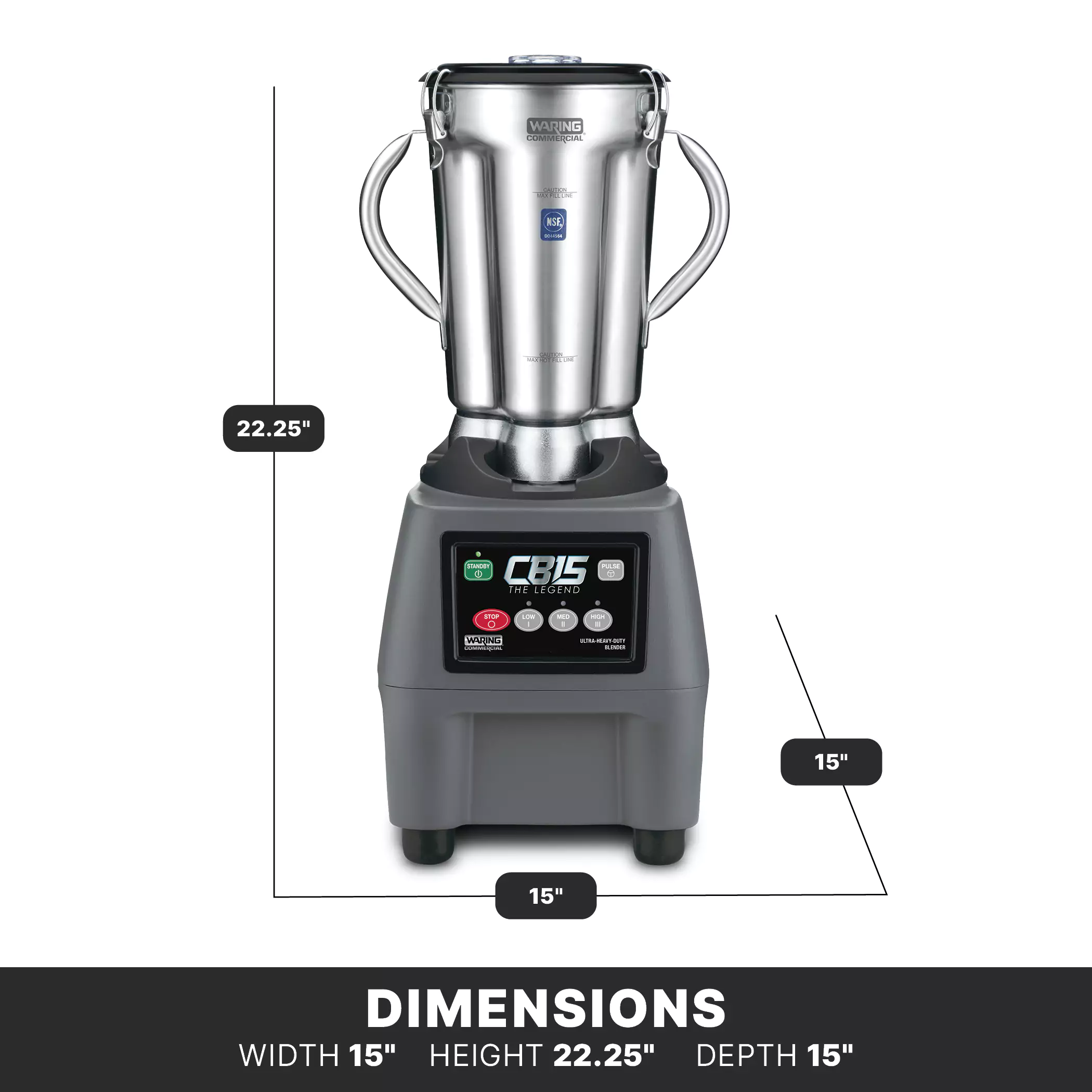 1-GL Food Blender | Electric Keypad, 3.75 HP | Waring